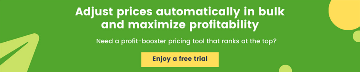 Prisync's banner that says adjust prices automatically in bulk and maximize profitability