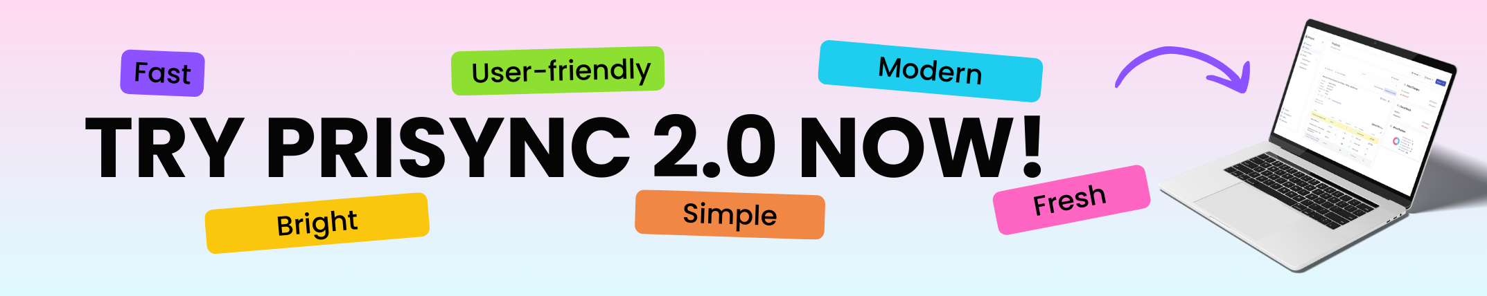 Prisync's new web app banner